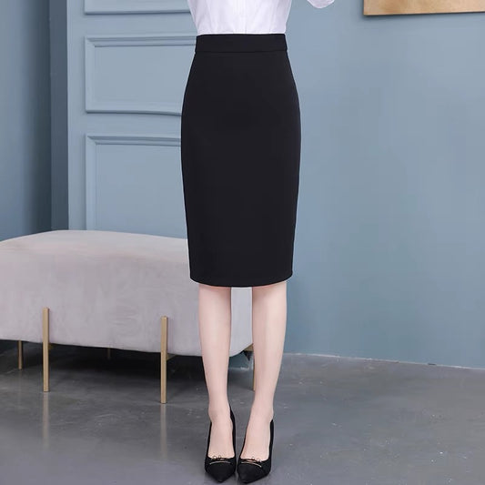 Black Mid-length One-step Skirt